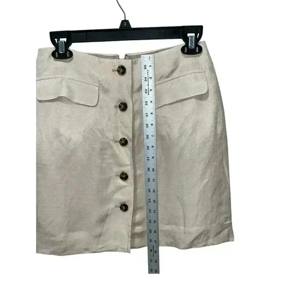 J.Crew Button Front Linen Cupro Blend Skirt Size 2 Womens Tan Lined Fall Wear - Picture 6 of 7